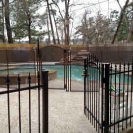 two gates opening to pool