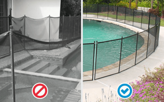 damaged swimming pool fence